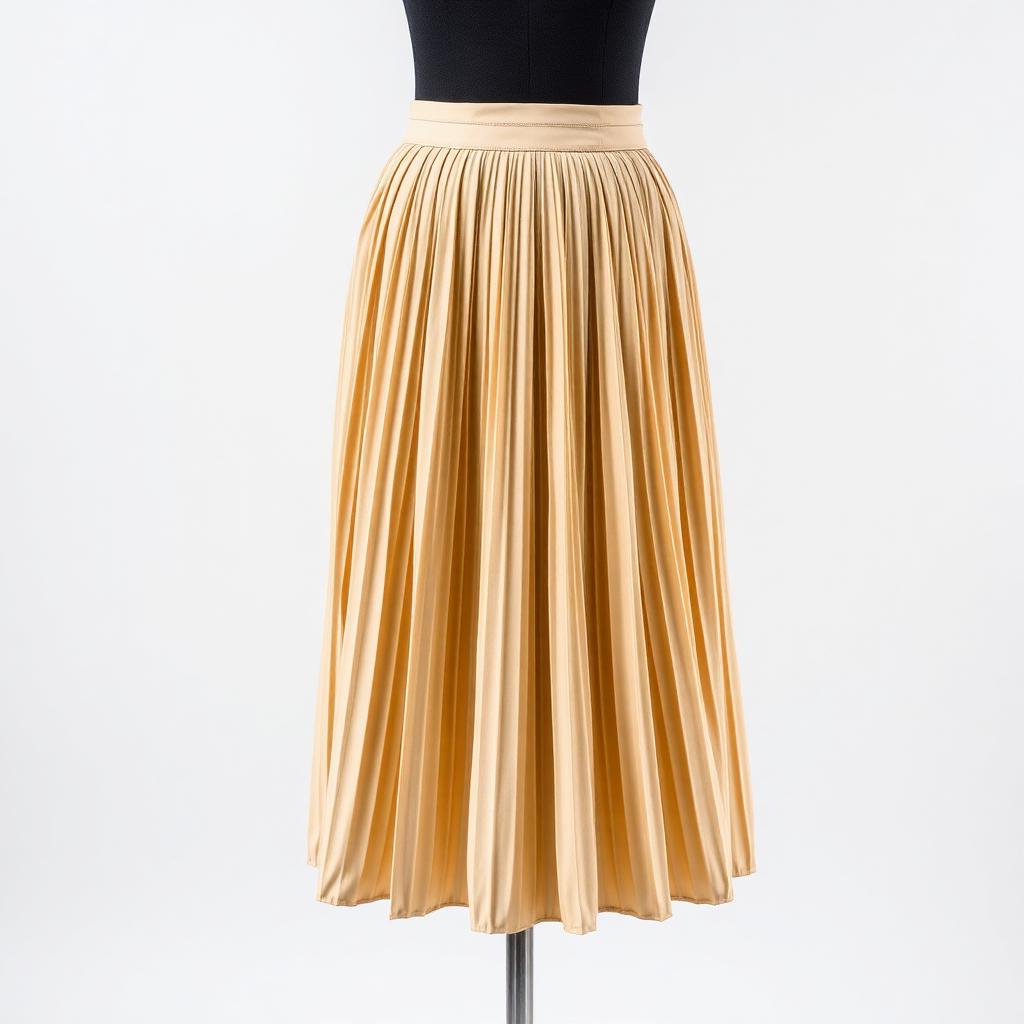 Saia Midi Plissada Bege — produto disponível na loja Alma Urbana Moda