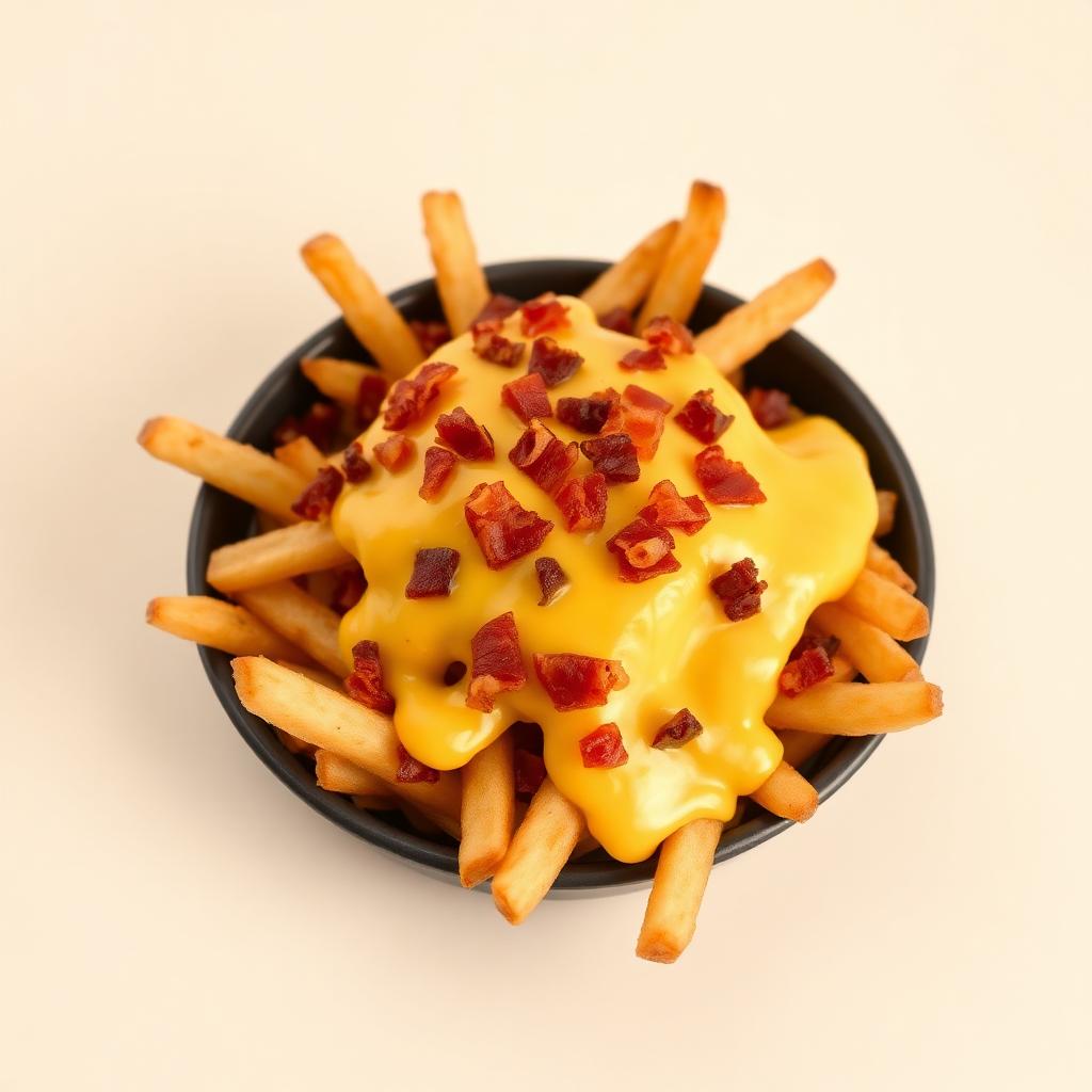 Batata com Cheddar e Bacon — produto disponível na loja Brasa Burger Lanches