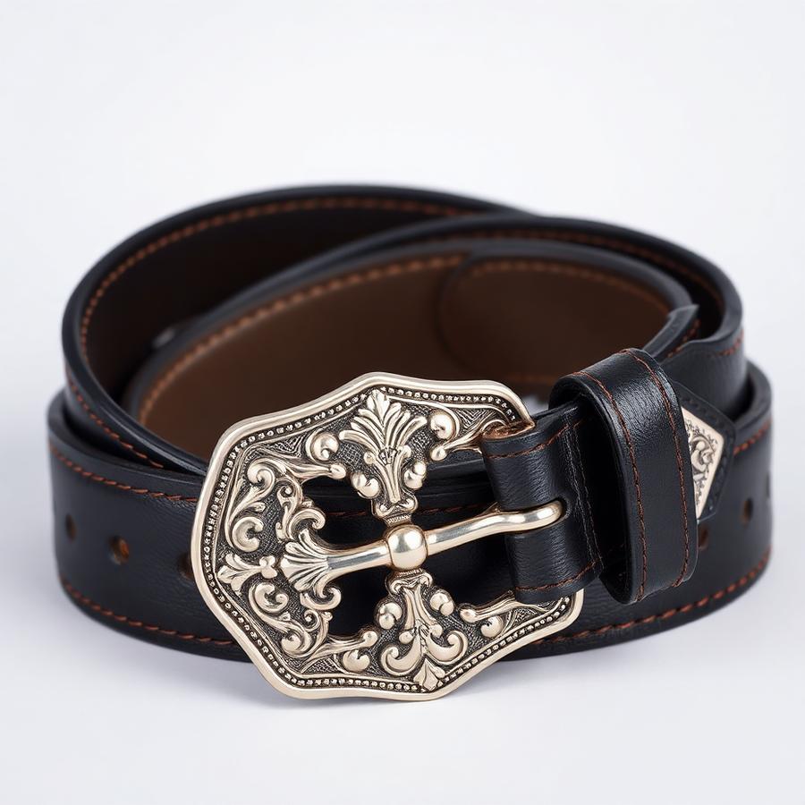 Cinto de Couro Preto Fivela Western — produto disponível na loja Bravo Jeans